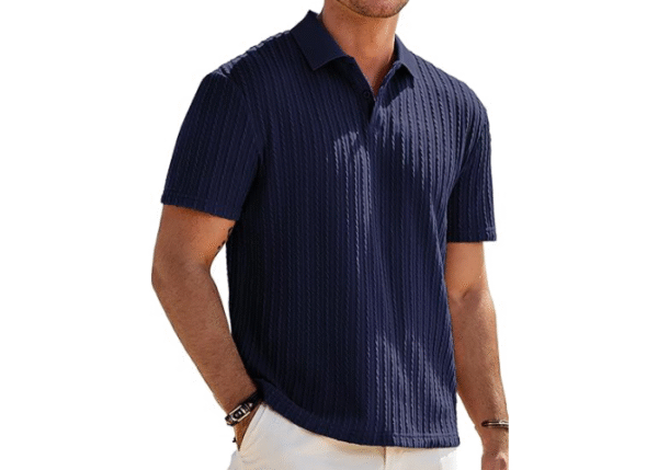 JMIERR Mens Casual Polo Shirt Summer Short Sleeve Vacation Button Beach Knit Stretchy Golf Shirts